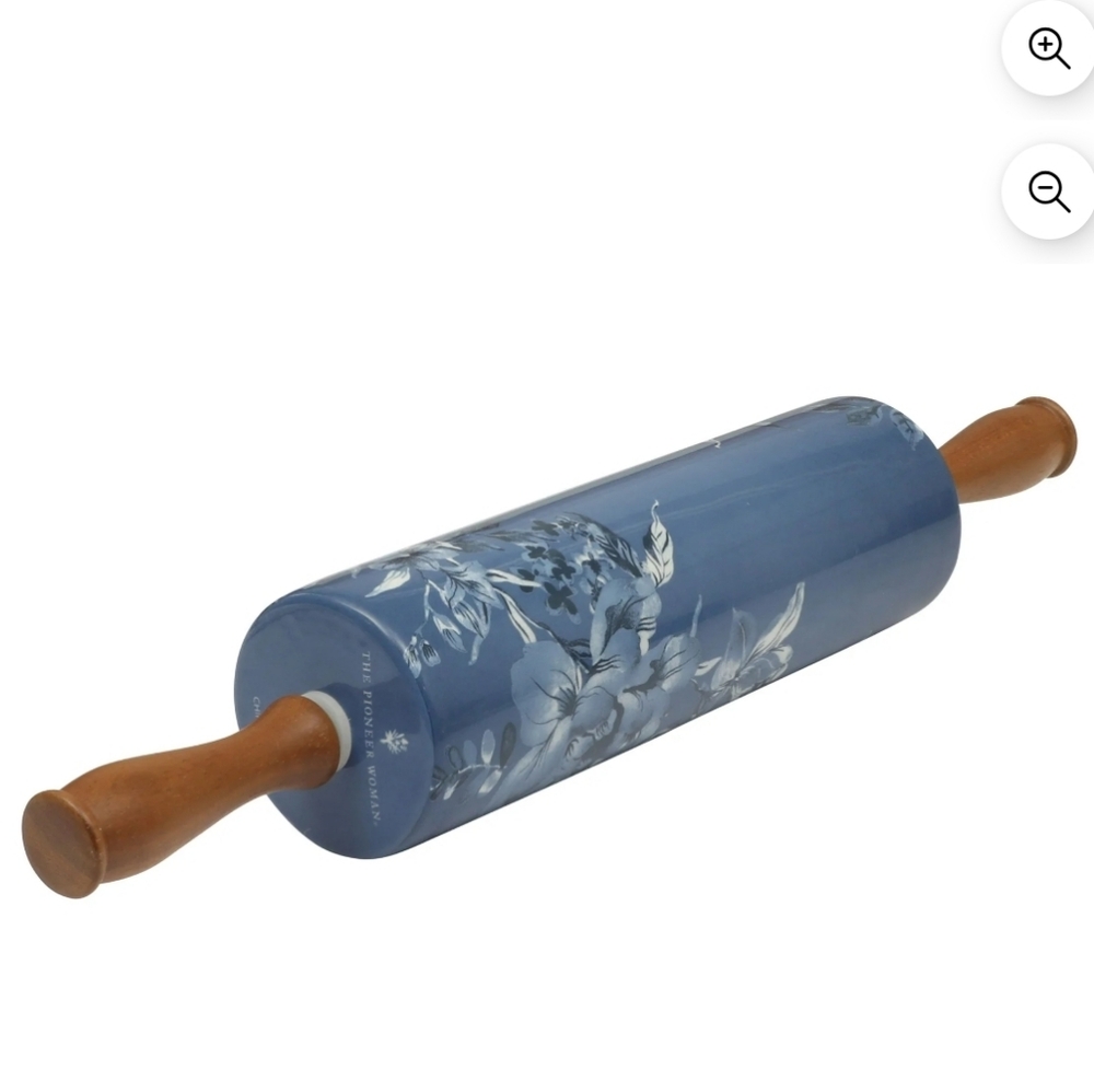 The Pioneer Woman Delilah Blue Floral Rolling Pin - Picture 3 of 3